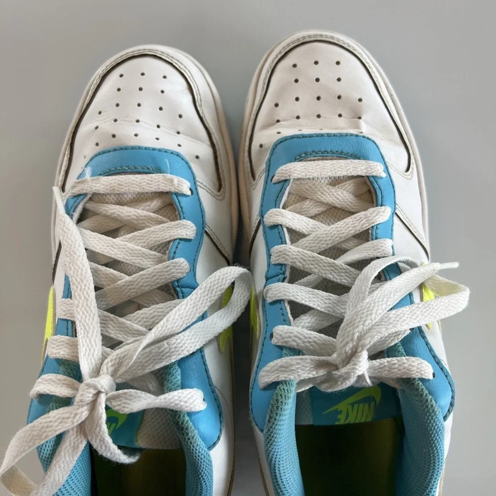 Nike Court Borough Low 2 GS Shoes‎ Size 6Y / Women 7.5 White Volt Blue